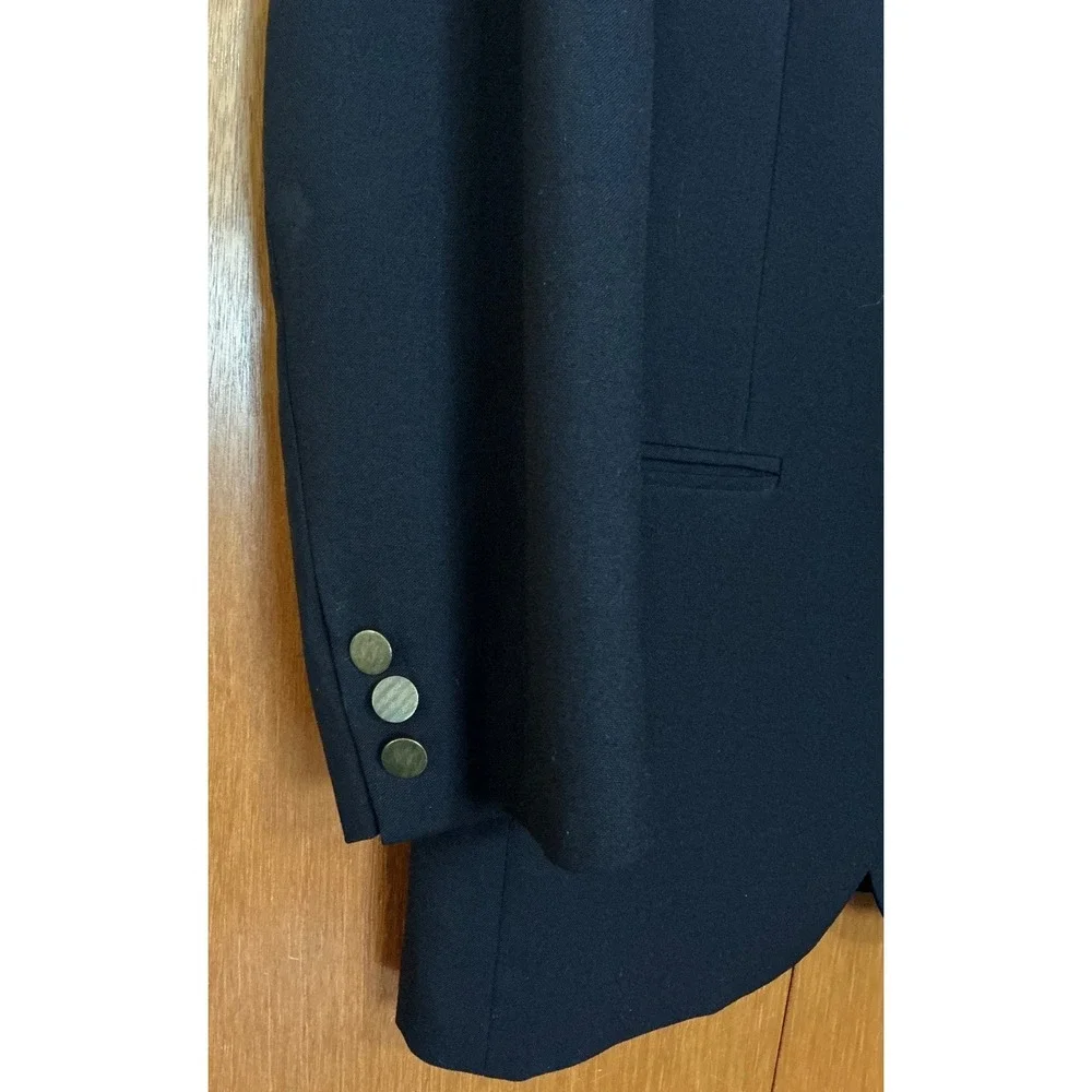 Oscar de la Renta Mens Navy Blue Wool Blend Blazer Sport Coat Staple Piece SzR40
